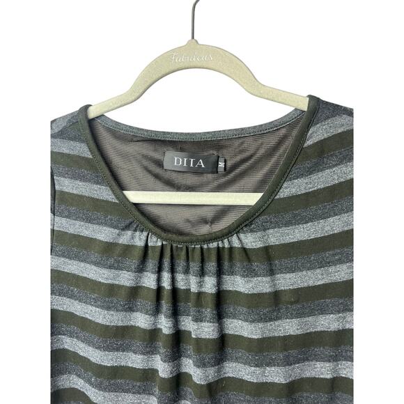 Dita Striped Long Sleeve Cotton-Blend Mini Dress – Women’s Size M - Picture 2 of 5